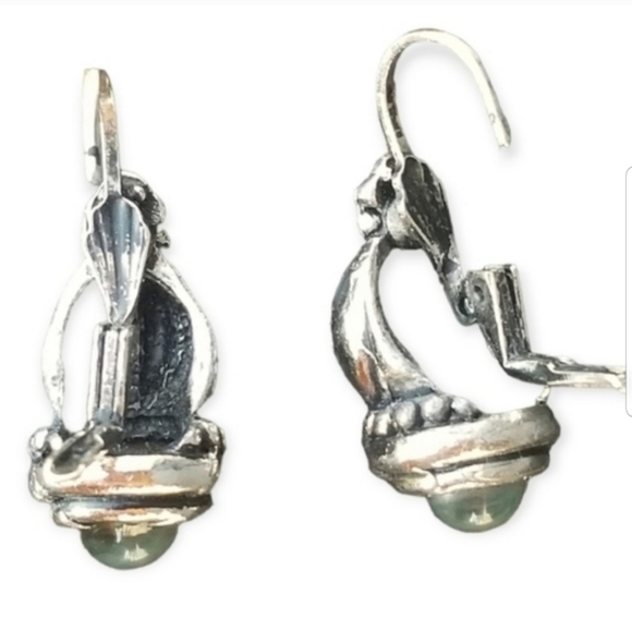 VINTAGE ORNATE  GOLD & SILVERTONED BRASS DESIGNER INSPIRED EARRINGS - Picture 5 of 5